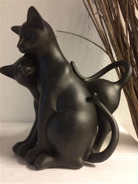 Grote foto set van 2 katten die spelen polystein. tuin en terras tuindecoratie