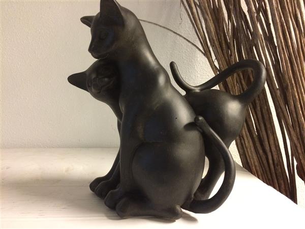 Grote foto set van 2 katten die spelen polystein. tuin en terras tuindecoratie