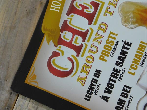 Grote foto wandbord bier proost in vele talen metaal huis en inrichting woningdecoratie