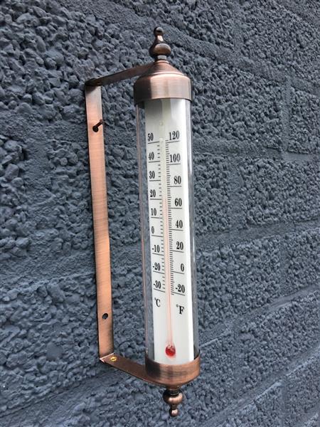 Grote foto frame messing metaal met thermometer klassiek model tuin en terras tuindecoratie