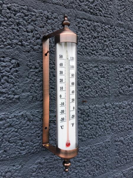 Grote foto frame messing metaal met thermometer klassiek model tuin en terras tuindecoratie