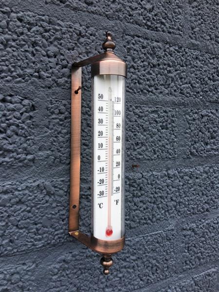 Grote foto frame messing metaal met thermometer klassiek model tuin en terras tuindecoratie
