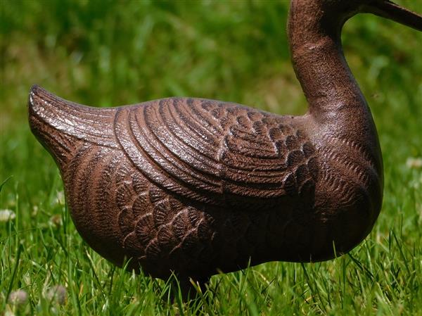 Grote foto beeld eend gietijzer bruin tuin en terras tuindecoratie