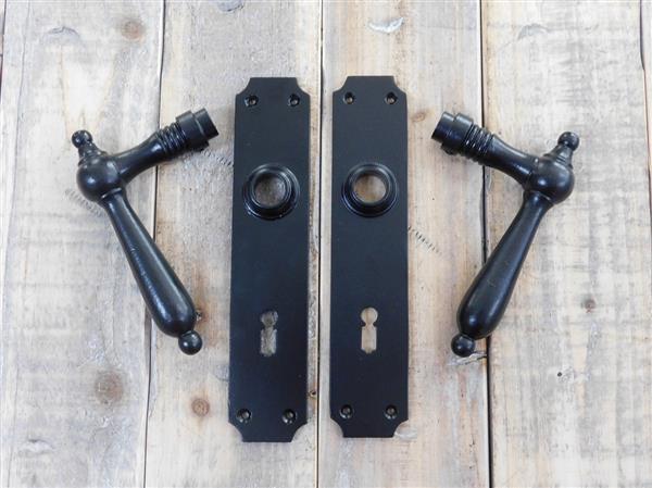 Grote foto set kamerdeurbeslag zwart lange plaat deurklink antieke set bb72 doe het zelf en verbouw materialen en producten
