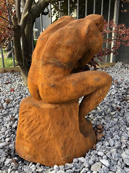 Grote foto 1 sculptuur gietijzeren beeld de denker geweldig mooi beeld tuin en terras tuindecoratie