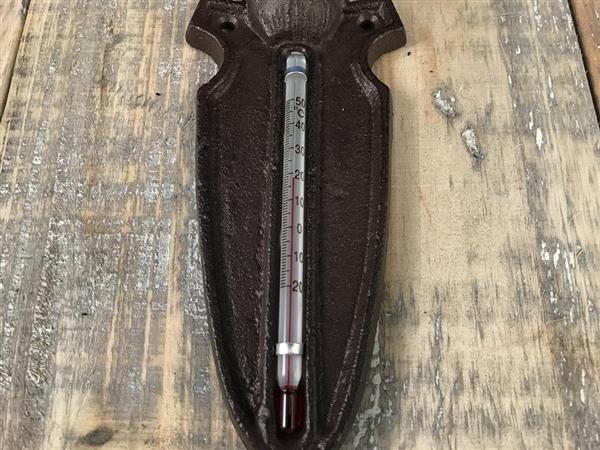 Grote foto thermometer met hertenkop heel erg leuk tuin en terras tuindecoratie