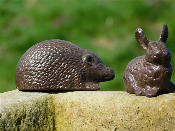 Grote foto set dieren konijn egel en eekhoorn gietijzer tuin en terras tuindecoratie
