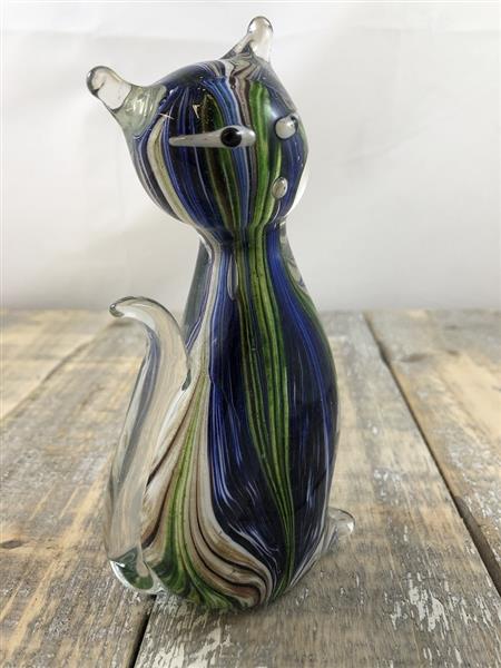 Grote foto murano glazen beeld van een zittende mini kat laatste tuin en terras tuindecoratie