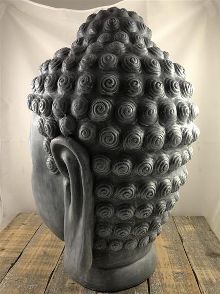 Grote foto indonesische boeddha hoofd polystein beton grijs tuin en terras tuindecoratie