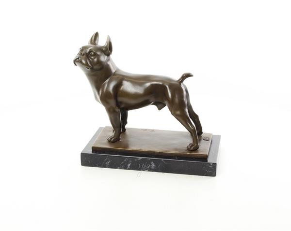 Grote foto een bronzen beeld sculptuur van een franse bulldog tuin en terras tuindecoratie