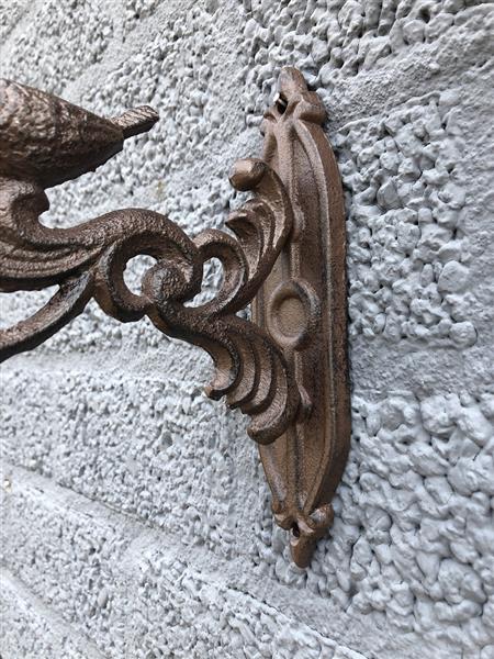 Grote foto deur post bel klok gietijzer bruin met vogel. doe het zelf en verbouw deuren en horren