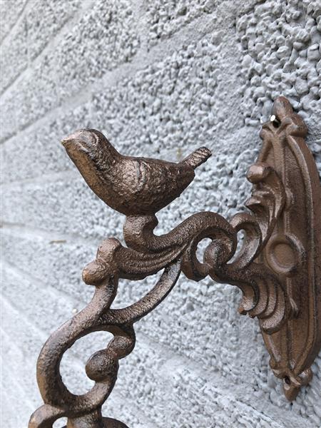 Grote foto deur post bel klok gietijzer bruin met vogel. doe het zelf en verbouw deuren en horren