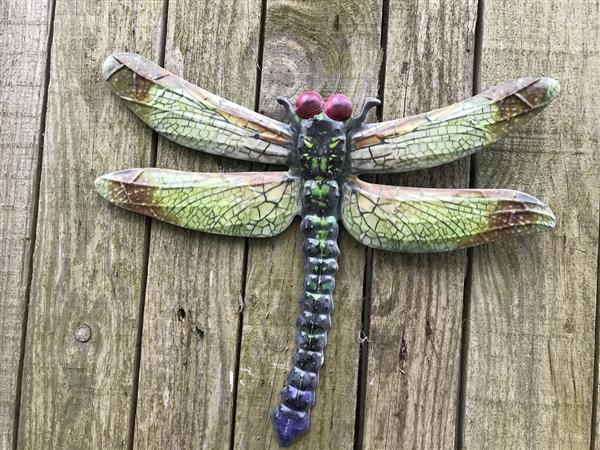 Grote foto set libelles metalen wandornamenten heel erg mooi tuin en terras tuindecoratie