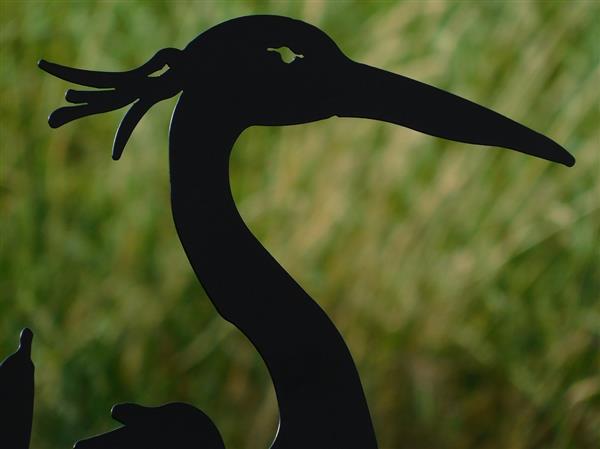 Grote foto tuinsteker reiger silhouette 112 cm mat zwart tuin en terras tuindecoratie