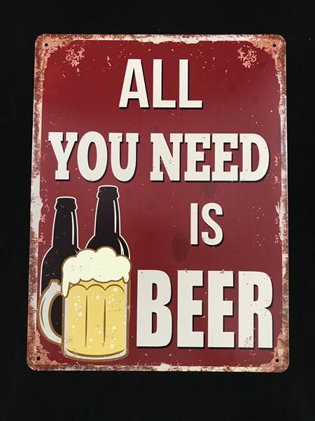 Grote foto bordje met de tekst all you need is beer mooie sign huis en inrichting woningdecoratie