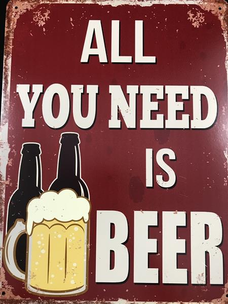 Grote foto bordje met de tekst all you need is beer mooie sign huis en inrichting woningdecoratie