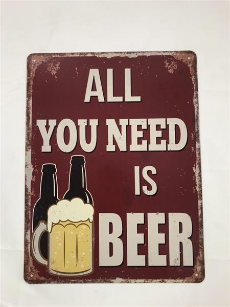 Grote foto bordje met de tekst all you need is beer mooie sign huis en inrichting woningdecoratie