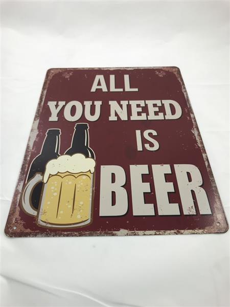 Grote foto bordje met de tekst all you need is beer mooie sign huis en inrichting woningdecoratie