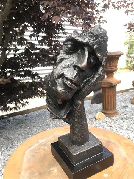 Grote foto beeld de denker polystone brons look fraai ontwerp tuin en terras tuindecoratie