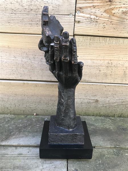 Grote foto beeld de denker polystone brons look fraai ontwerp tuin en terras tuindecoratie