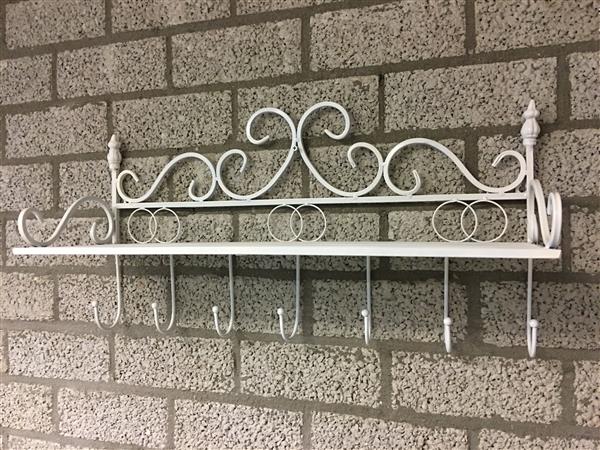 Grote foto laags kapstokrek in smeedijzer ivoorwit huis en inrichting woningdecoratie