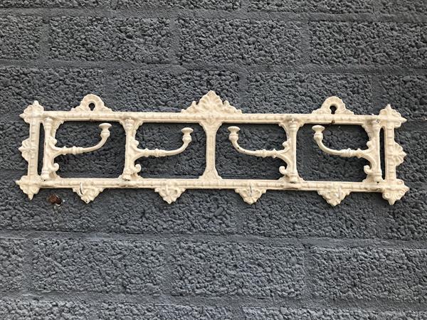 Grote foto wandkapstok antiek wit met draaibare haak gietijzer shabby look geschilderd huis en inrichting woningdecoratie