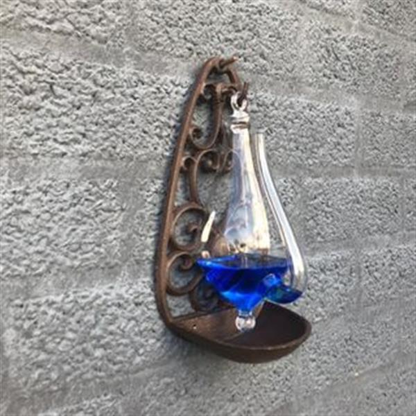 Grote foto buitenkant barometer luchtdrukmeter beugel gemaakt van gietijzer met glazen container huis en inrichting woningdecoratie