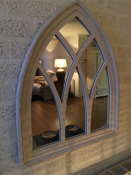 Grote foto 1 spiegel venster met houten frame in white wash huis en inrichting woningdecoratie