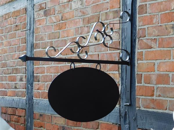 Grote foto uithangbord naambord zwart 75 cm ovaal ijzer verzamelen overige verzamelingen