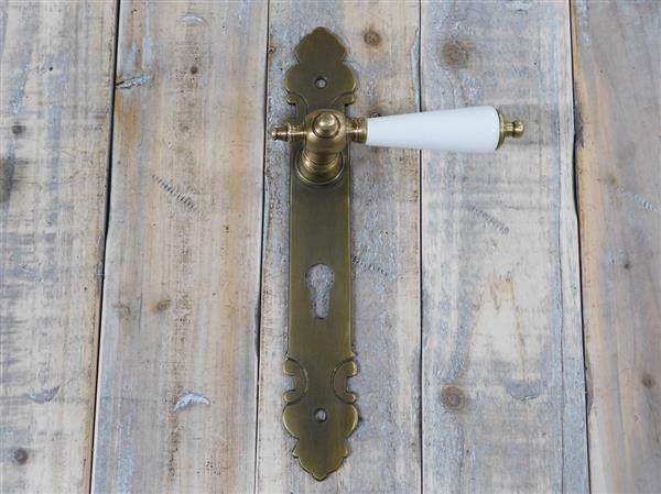 Grote foto 1 set deur hang en sluitwerk 1 knop 1 deurklink met porseleinen handvat antiek wit 2 deurplaten doe het zelf en verbouw materialen en producten