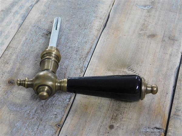 Grote foto 1 deurklink messing met keramisch handvat zwart inclusief doorn doe het zelf en verbouw materialen en producten
