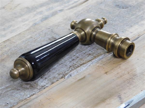 Grote foto 1 deurklink messing met keramisch handvat zwart inclusief doorn doe het zelf en verbouw materialen en producten