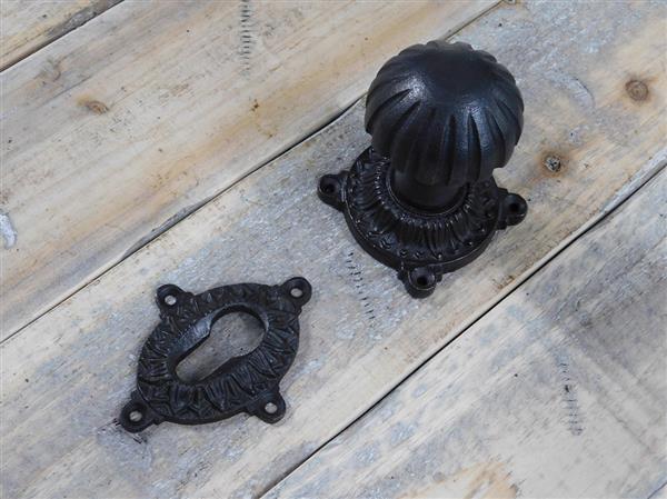 Grote foto deurknop 52mm met schroef 1 knop rozet en 1 lock rozet pz antiek ijzer bruin. doe het zelf en verbouw materialen en producten