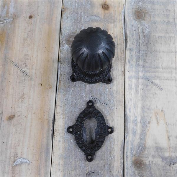 Grote foto deurknop 52mm met schroef 1 knop rozet en 1 lock rozet pz antiek ijzer bruin. doe het zelf en verbouw materialen en producten