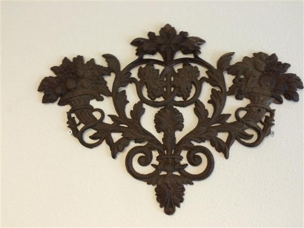 Grote foto wandornament levensboom vol gietijzer bruin. tuin en terras tuindecoratie