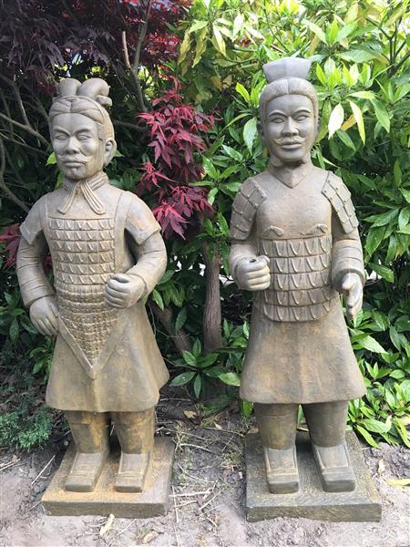 Grote foto prachtige set beelden van japanse krijgers tuin en terras tuindecoratie