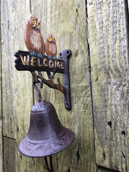 Grote foto deurbel met uilen gietijzer small. doe het zelf en verbouw deuren en horren