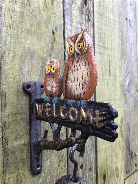 Grote foto deurbel met uilen gietijzer small. doe het zelf en verbouw deuren en horren