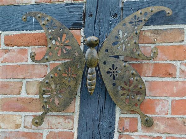Grote foto wandornament vlinder metaal tuin en terras tuindecoratie