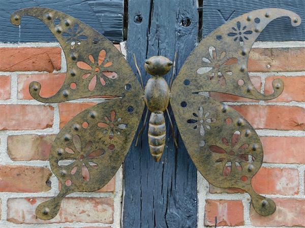 Grote foto wandornament vlinder metaal tuin en terras tuindecoratie