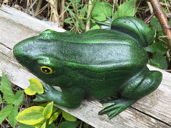 Grote foto prachtige gietijzeren kikker mooi bij de vijver tuin en terras tuindecoratie