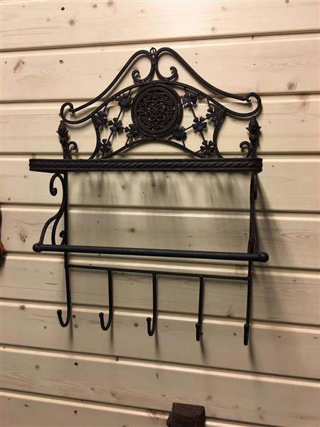 Grote foto wandrek smeedijzer old rustlook met 1 opberg laag en 5 kapstokhaken. huis en inrichting woningdecoratie