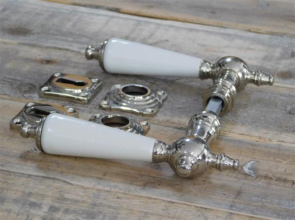 Grote foto deur set voor antieke deuren nikkel keramiek deurknoppen retro design antiek doe het zelf en verbouw materialen en producten