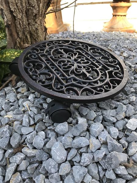 Grote foto bloemen trolley mandala ronde gietijzeren in antiek bruin tuin en terras overige tuin en terras
