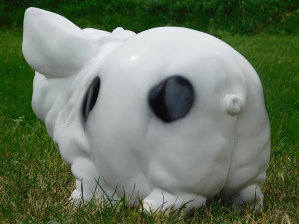 Grote foto spaarvarken xl polystone wit met zwart tuin en terras tuindecoratie