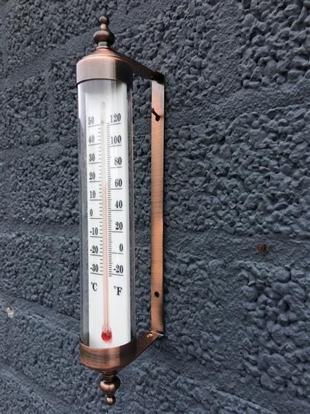 Grote foto frame messing metaal met thermometer klassiek model tuin en terras tuindecoratie