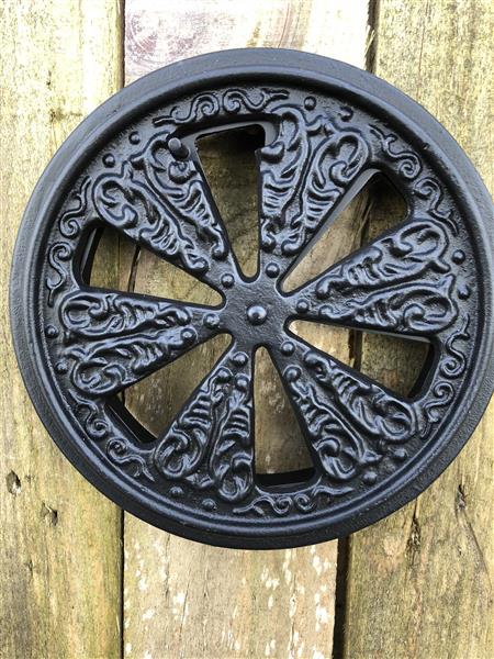 Grote foto verstelbaar luchtrooster openhaard rooster rond gietijzer zwart. nog 1 huis en inrichting kachels en openhaarden