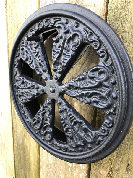 Grote foto verstelbaar luchtrooster openhaard rooster rond gietijzer zwart. nog 1 huis en inrichting kachels en openhaarden