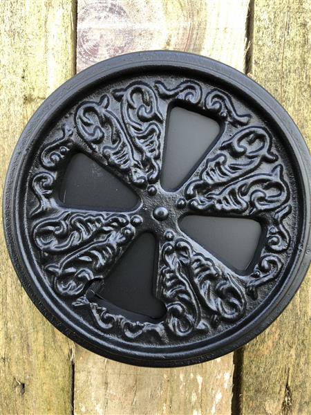 Grote foto verstelbaar luchtrooster openhaard rooster rond gietijzer zwart 155 huis en inrichting kachels en openhaarden