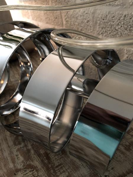 Grote foto hanglamp xl chrome nikkel super mooi en apart tuin en terras verlichting